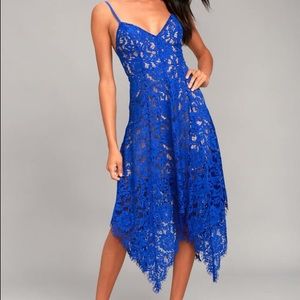 Royal Blue Lace Midi Dress